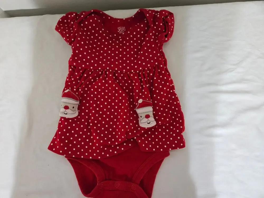 Just one you by Carter's 3 months red and white polka dot Christmas one piece